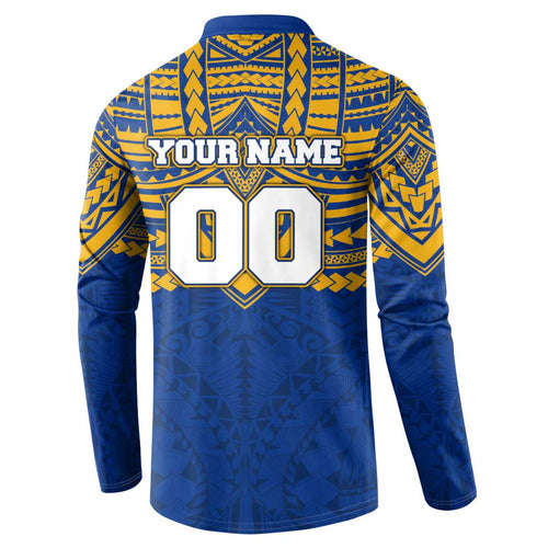 Personalized West Coast Eagles Button Sweatshirt Polynesian Tribal Pattern Heritage Football