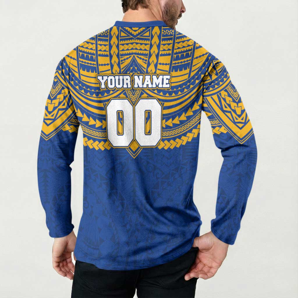Personalized West Coast Eagles Button Sweatshirt Polynesian Tribal Pattern Heritage Football
