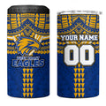 Personalized West Coast Eagles 4 in 1 Can Cooler Tumbler Polynesian Tribal Pattern Heritage Football