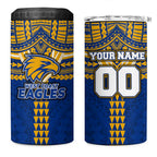 Personalized West Coast Eagles 4 in 1 Can Cooler Tumbler Polynesian Tribal Pattern Heritage Football