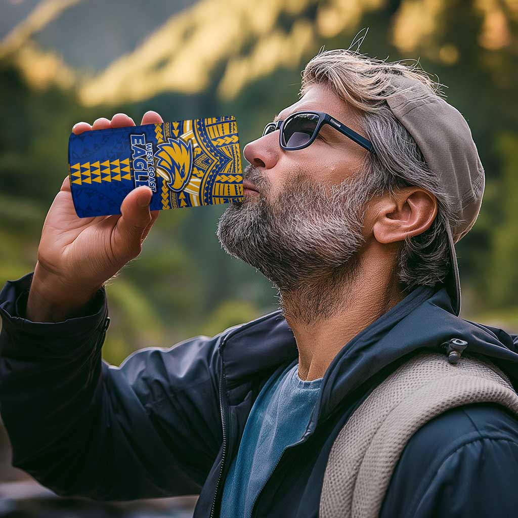 Personalized West Coast Eagles 4 in 1 Can Cooler Tumbler Polynesian Tribal Pattern Heritage Football