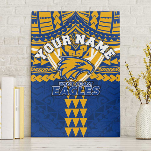 Personalized West Coast Eagles Canvas Wall Art Polynesian Tribal Pattern Heritage Football