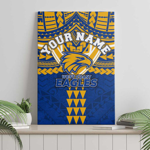 Personalized West Coast Eagles Canvas Wall Art Polynesian Tribal Pattern Heritage Football
