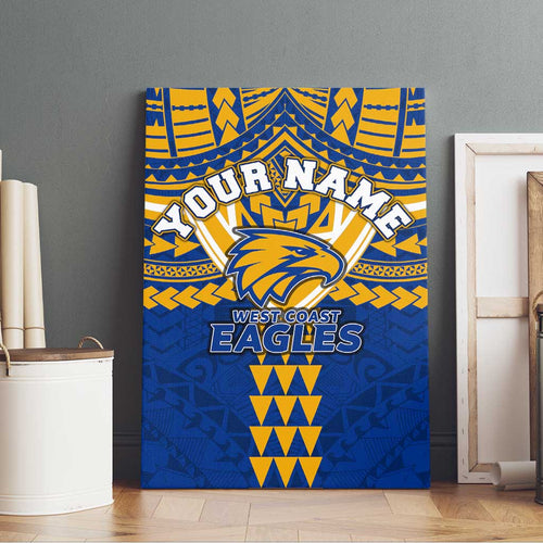 Personalized West Coast Eagles Canvas Wall Art Polynesian Tribal Pattern Heritage Football