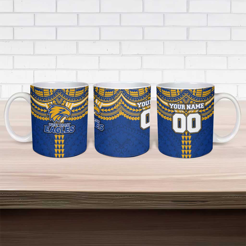 Personalized West Coast Eagles Ceramic Mug Polynesian Tribal Pattern Heritage Football