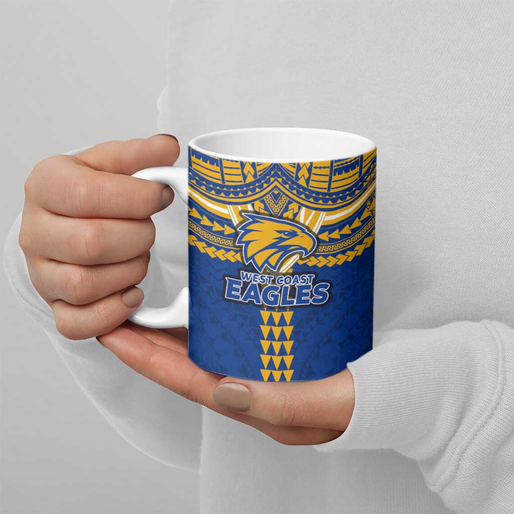 Personalized West Coast Eagles Ceramic Mug Polynesian Tribal Pattern Heritage Football