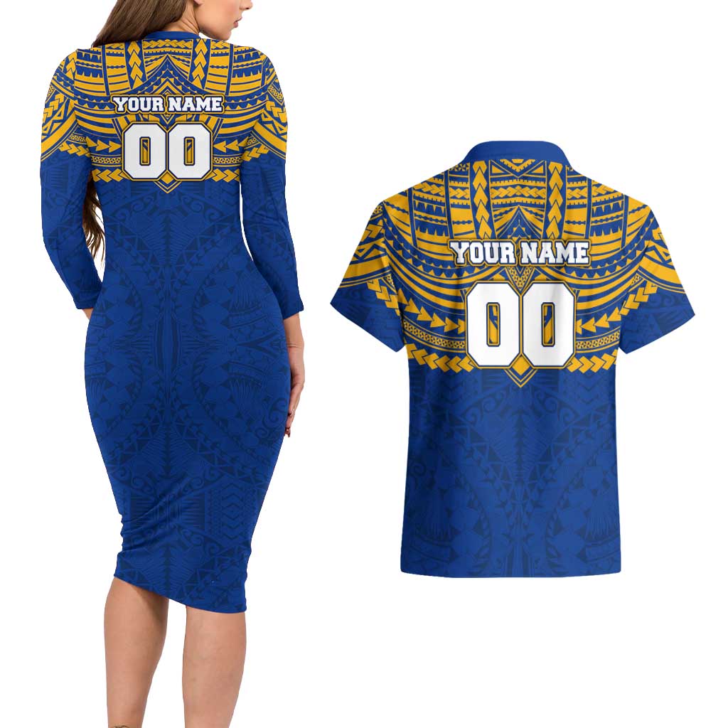 Personalized West Coast Eagles Couples Matching Long Sleeve Bodycon Dress and Hawaiian Shirt Polynesian Tribal Pattern Heritage Football