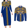 Personalized West Coast Eagles Couples Matching Long Sleeve Bodycon Dress and Long Sleeve Button Shirt Polynesian Tribal Pattern Heritage Football