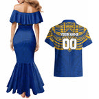 Personalized West Coast Eagles Couples Matching Mermaid Dress and Hawaiian Shirt Polynesian Tribal Pattern Heritage Football