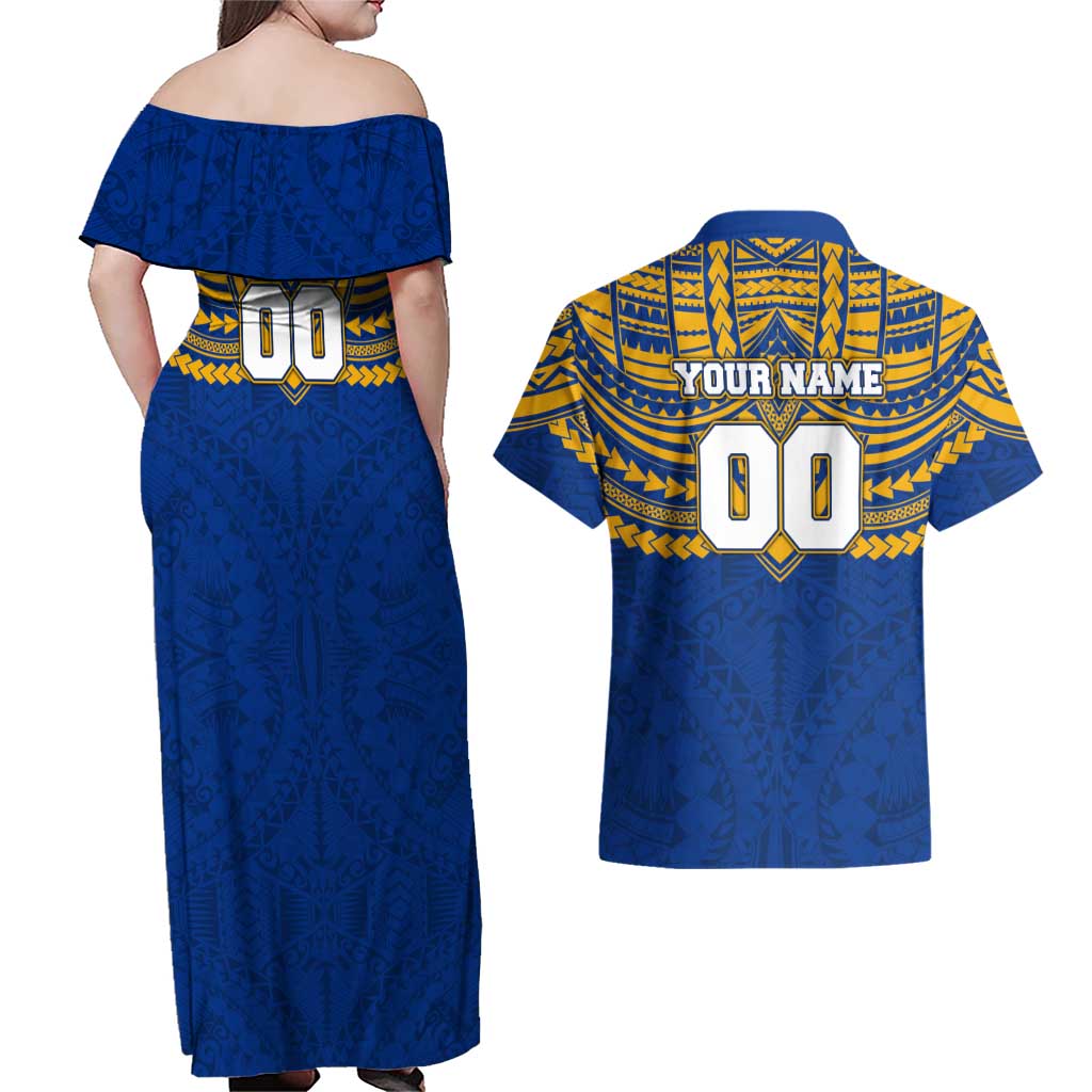 Personalized West Coast Eagles Couples Matching Off Shoulder Maxi Dress and Hawaiian Shirt Polynesian Tribal Pattern Heritage Football