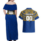 Personalized West Coast Eagles Couples Matching Off Shoulder Maxi Dress and Hawaiian Shirt Polynesian Tribal Pattern Heritage Football