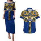Personalized West Coast Eagles Couples Matching Puletasi and Hawaiian Shirt Polynesian Tribal Pattern Heritage Football