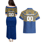 Personalized West Coast Eagles Couples Matching Puletasi and Hawaiian Shirt Polynesian Tribal Pattern Heritage Football
