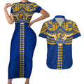 Personalized West Coast Eagles Couples Matching Short Sleeve Bodycon Dress and Hawaiian Shirt Polynesian Tribal Pattern Heritage Football