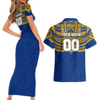 Personalized West Coast Eagles Couples Matching Short Sleeve Bodycon Dress and Hawaiian Shirt Polynesian Tribal Pattern Heritage Football