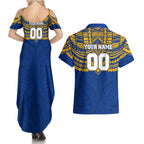 Personalized West Coast Eagles Couples Matching Summer Maxi Dress and Hawaiian Shirt Polynesian Tribal Pattern Heritage Football