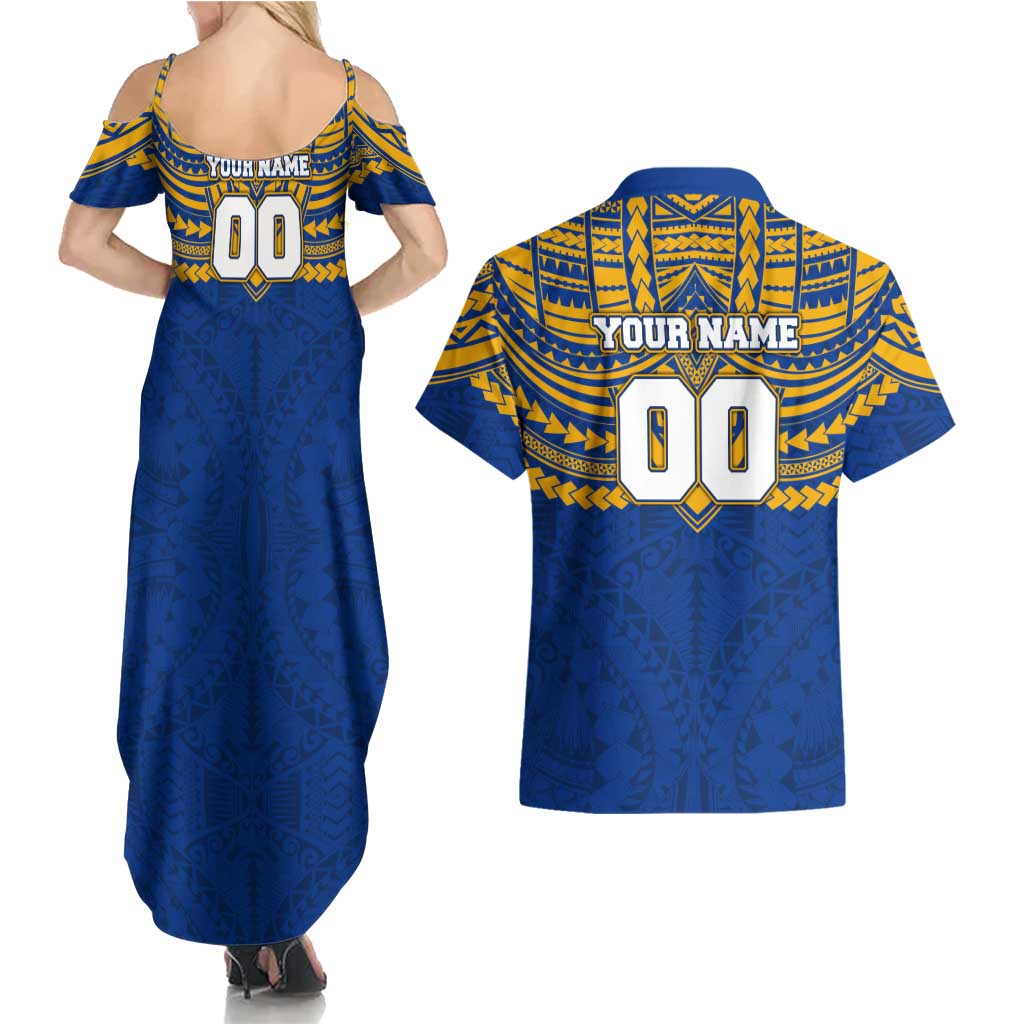 Personalized West Coast Eagles Couples Matching Summer Maxi Dress and Hawaiian Shirt Polynesian Tribal Pattern Heritage Football