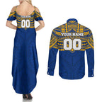 Personalized West Coast Eagles Couples Matching Summer Maxi Dress and Long Sleeve Button Shirt Polynesian Tribal Pattern Heritage Football