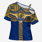 Personalized West Coast Eagles Cross Shoulder Shirt Polynesian Tribal Pattern Heritage Football