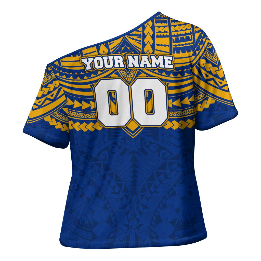 Personalized West Coast Eagles Cross Shoulder Shirt Polynesian Tribal Pattern Heritage Football