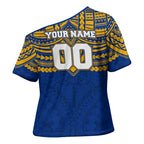 Personalized West Coast Eagles Cross Shoulder Shirt Polynesian Tribal Pattern Heritage Football