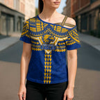 Personalized West Coast Eagles Cross Shoulder Shirt Polynesian Tribal Pattern Heritage Football