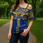 Personalized West Coast Eagles Cross Shoulder Shirt Polynesian Tribal Pattern Heritage Football