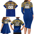 Personalized West Coast Eagles Family Matching Long Sleeve Bodycon Dress and Hawaiian Shirt Polynesian Tribal Pattern Heritage Football