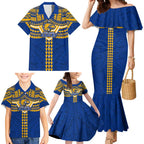 Personalized West Coast Eagles Family Matching Mermaid Dress and Hawaiian Shirt Polynesian Tribal Pattern Heritage Football