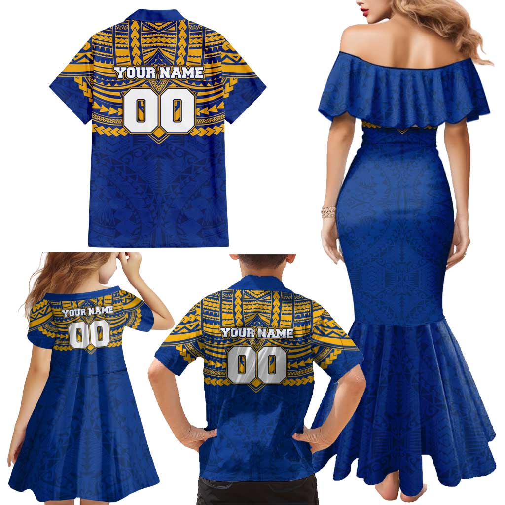 Personalized West Coast Eagles Family Matching Mermaid Dress and Hawaiian Shirt Polynesian Tribal Pattern Heritage Football