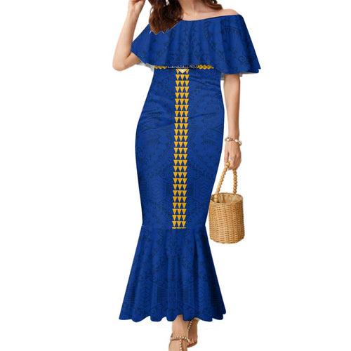 Personalized West Coast Eagles Family Matching Mermaid Dress and Hawaiian Shirt Polynesian Tribal Pattern Heritage Football