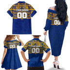 Personalized West Coast Eagles Family Matching Off The Shoulder Long Sleeve Dress and Hawaiian Shirt Polynesian Tribal Pattern Heritage Football