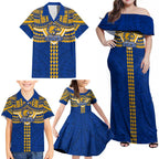 Personalized West Coast Eagles Family Matching Off Shoulder Maxi Dress and Hawaiian Shirt Polynesian Tribal Pattern Heritage Football