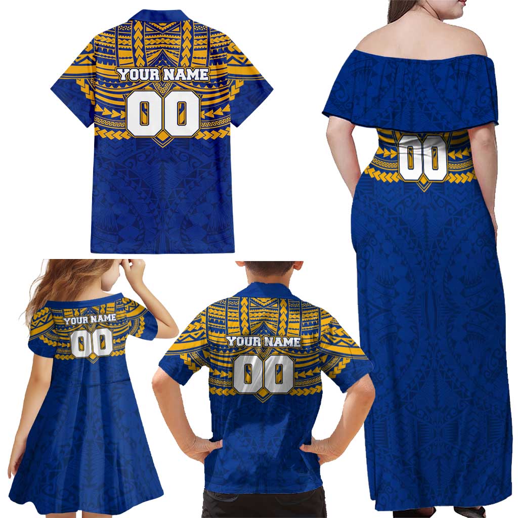 Personalized West Coast Eagles Family Matching Off Shoulder Maxi Dress and Hawaiian Shirt Polynesian Tribal Pattern Heritage Football