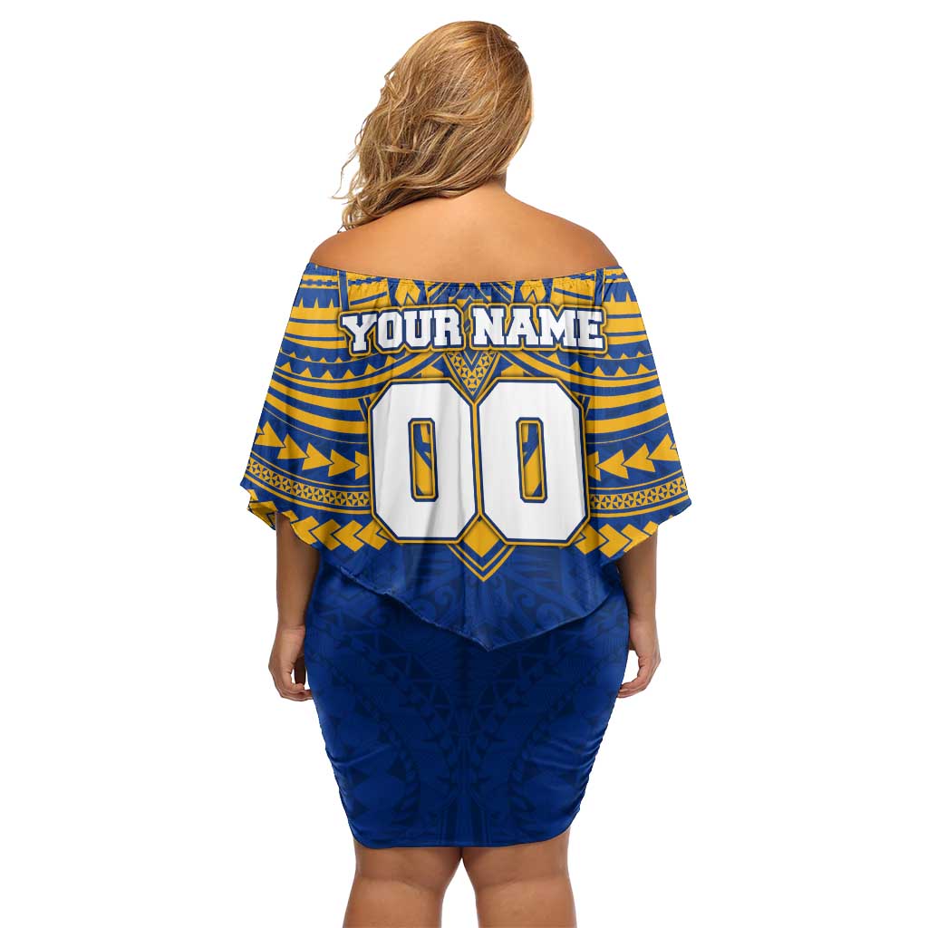 Personalized West Coast Eagles Family Matching Off Shoulder Short Dress and Hawaiian Shirt Polynesian Tribal Pattern Heritage Football