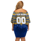 Personalized West Coast Eagles Family Matching Off Shoulder Short Dress and Hawaiian Shirt Polynesian Tribal Pattern Heritage Football