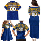 Personalized West Coast Eagles Family Matching Puletasi and Hawaiian Shirt Polynesian Tribal Pattern Heritage Football
