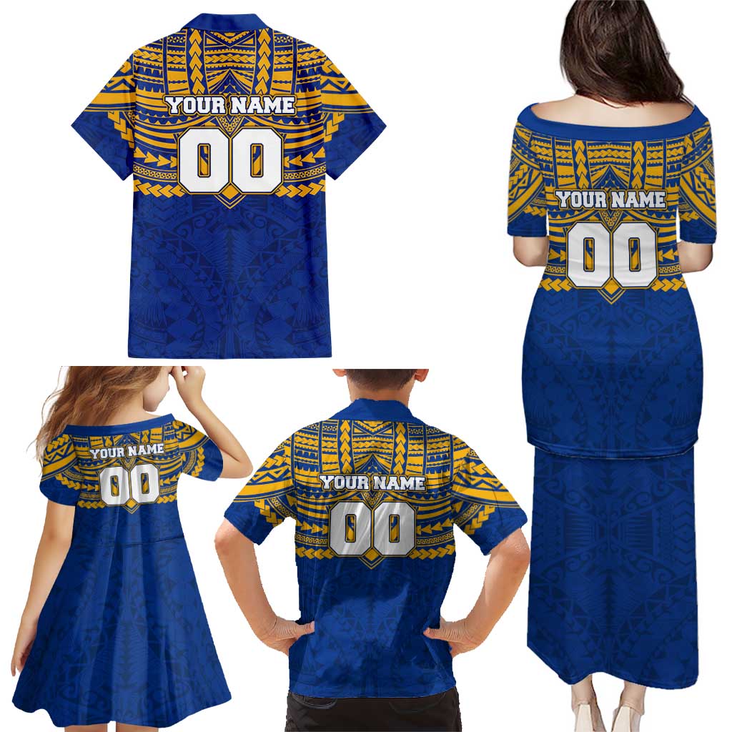Personalized West Coast Eagles Family Matching Puletasi and Hawaiian Shirt Polynesian Tribal Pattern Heritage Football