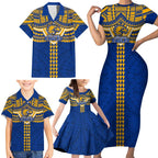 Personalized West Coast Eagles Family Matching Short Sleeve Bodycon Dress and Hawaiian Shirt Polynesian Tribal Pattern Heritage Football