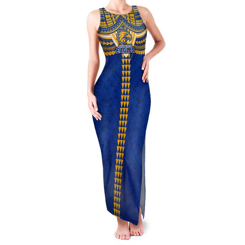 Personalized West Coast Eagles Family Matching Tank Maxi Dress and Hawaiian Shirt Polynesian Tribal Pattern Heritage Football