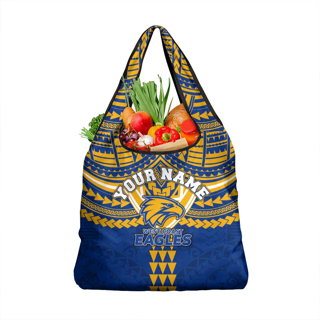 Personalized West Coast Eagles Grocery Bag Polynesian Tribal Pattern Heritage Football
