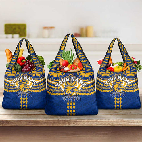 Personalized West Coast Eagles Grocery Bag Polynesian Tribal Pattern Heritage Football