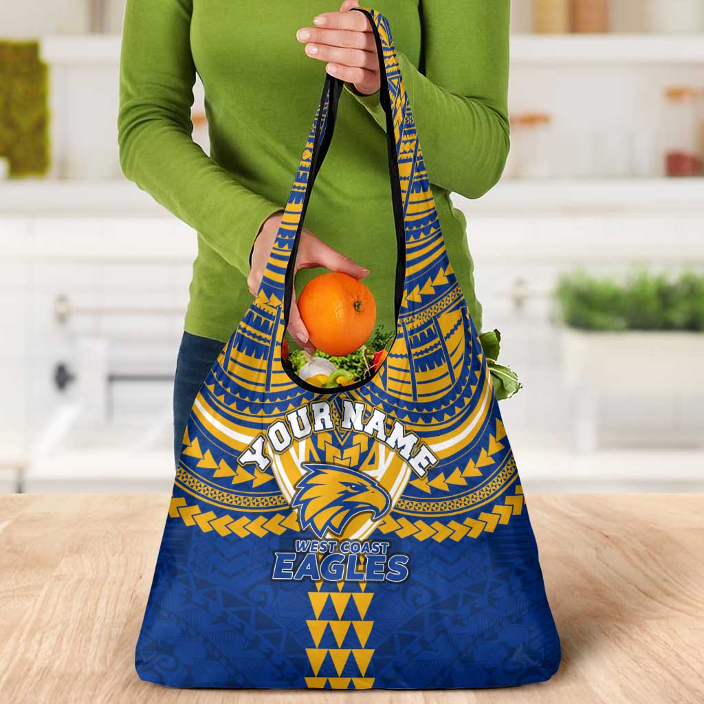 Personalized West Coast Eagles Grocery Bag Polynesian Tribal Pattern Heritage Football