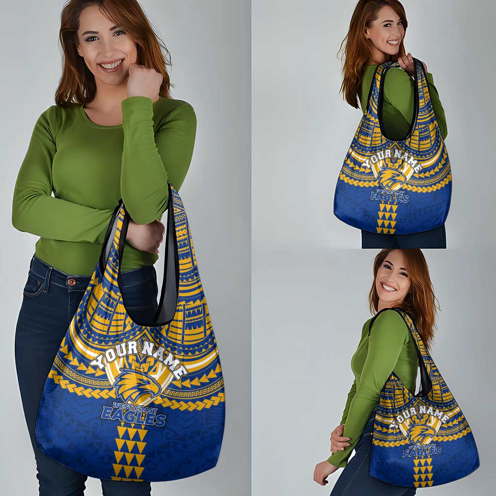 Personalized West Coast Eagles Grocery Bag Polynesian Tribal Pattern Heritage Football