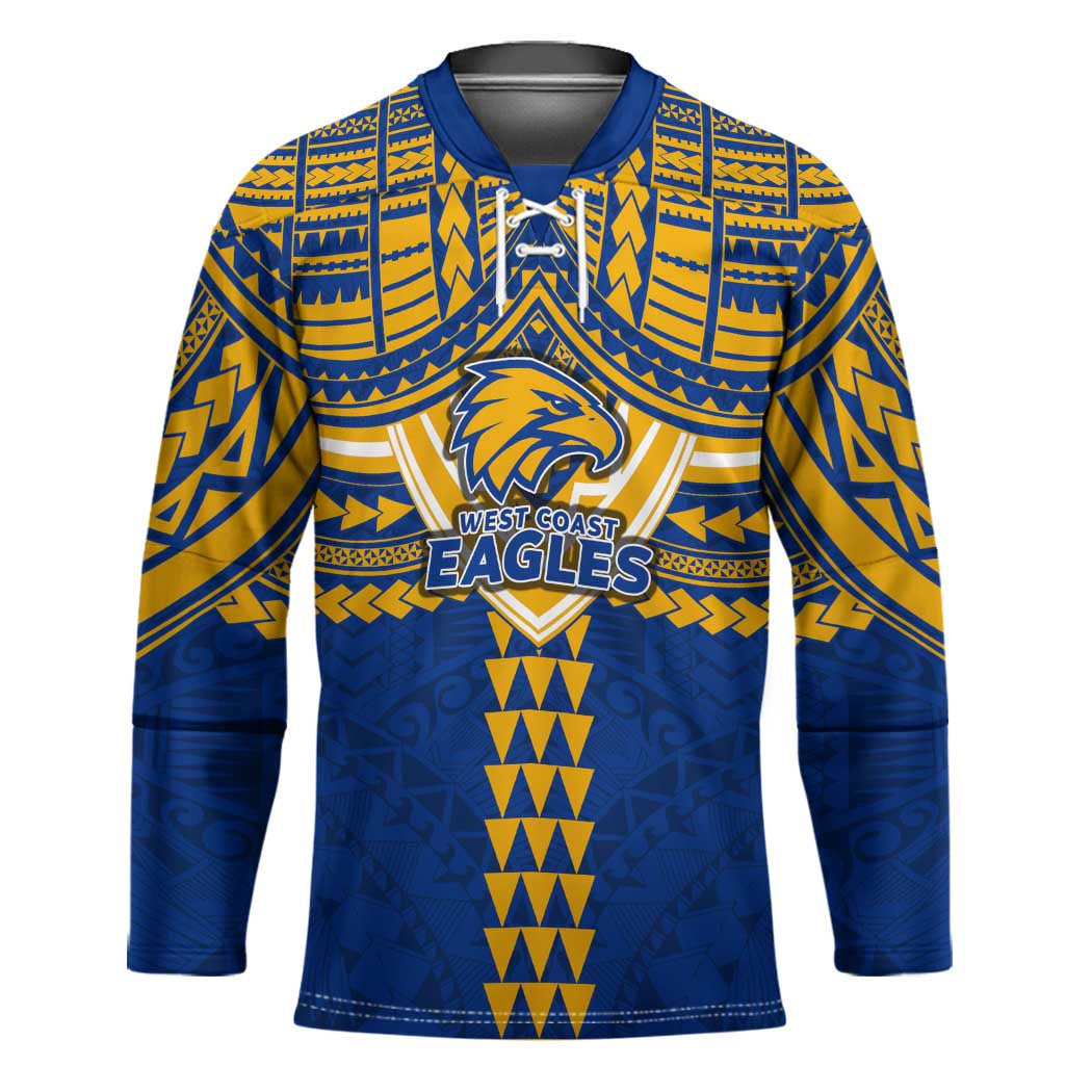 Personalized West Coast Eagles Hockey Jersey Polynesian Tribal Pattern Heritage Football