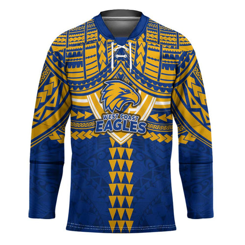 Personalized West Coast Eagles Hockey Jersey Polynesian Tribal Pattern Heritage Football
