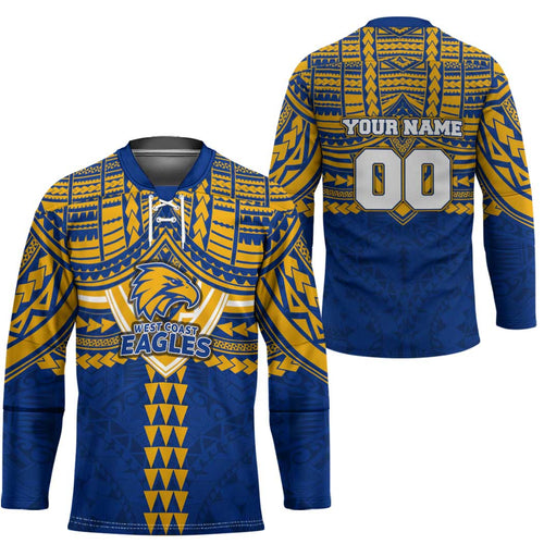 Personalized West Coast Eagles Hockey Jersey Polynesian Tribal Pattern Heritage Football
