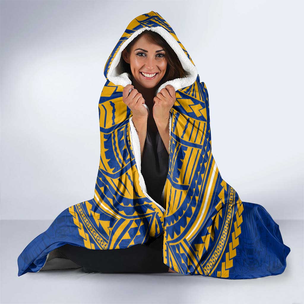 Personalized West Coast Eagles Hooded Blanket Polynesian Tribal Pattern Heritage Football