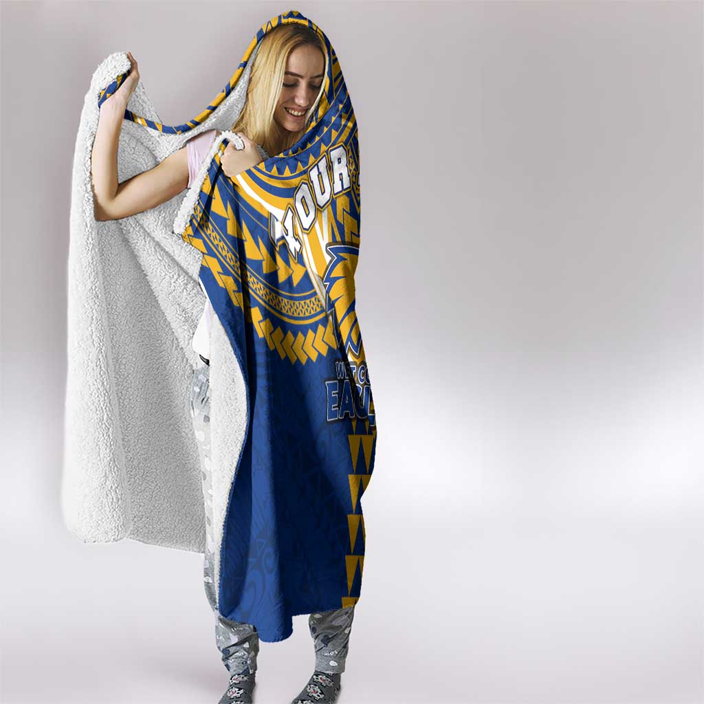 Personalized West Coast Eagles Hooded Blanket Polynesian Tribal Pattern Heritage Football