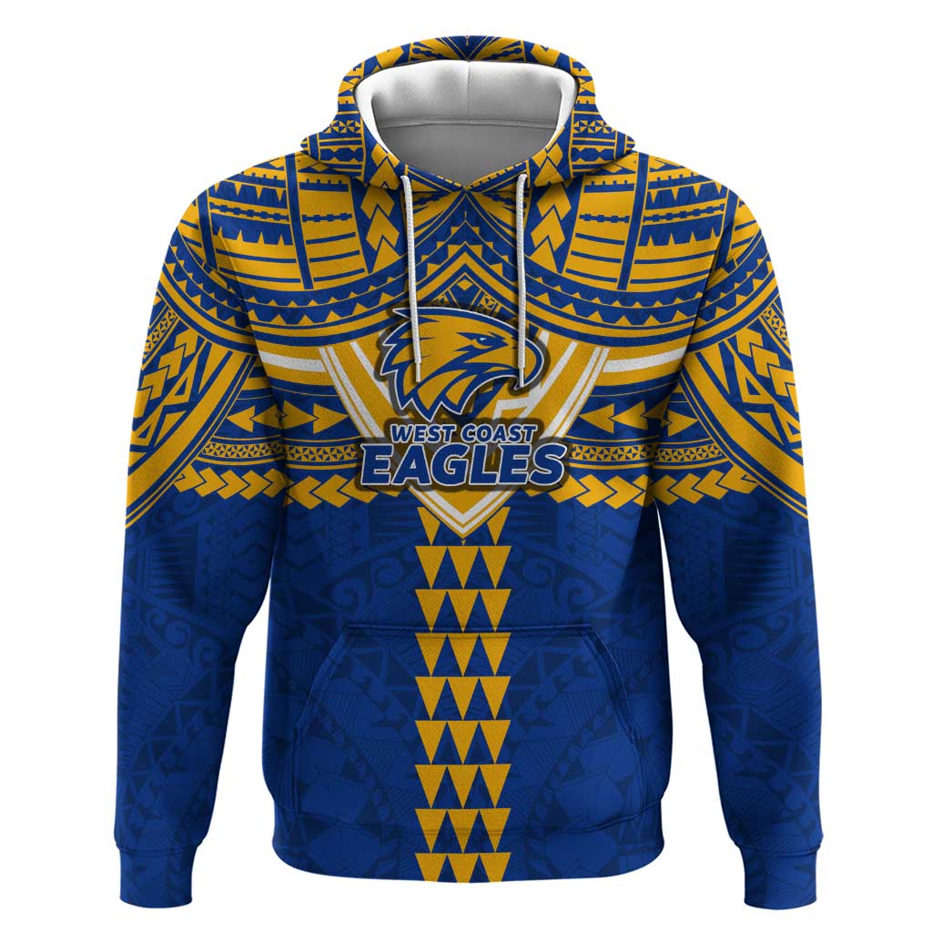 Personalized West Coast Eagles Hoodie Polynesian Tribal Pattern Heritage Football